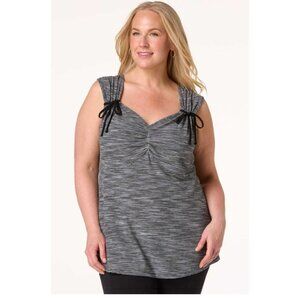 Cato V-neck Black White Bow Knit Tank - 22/24